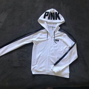 NWOT large pink white zip hoodie